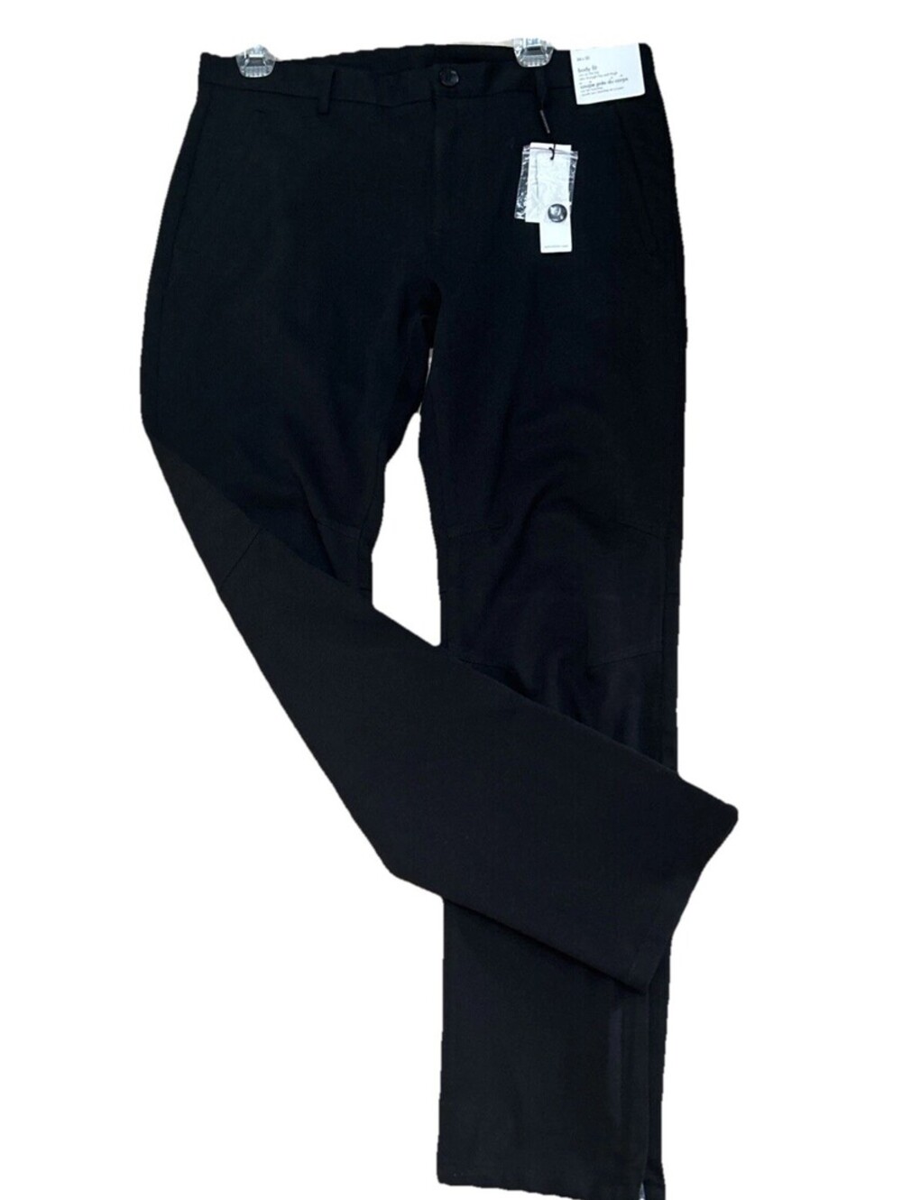 Calvin Klein Body 34x32 Body Fit Black Knit Pants Golf Driving Zip Pockets NEW